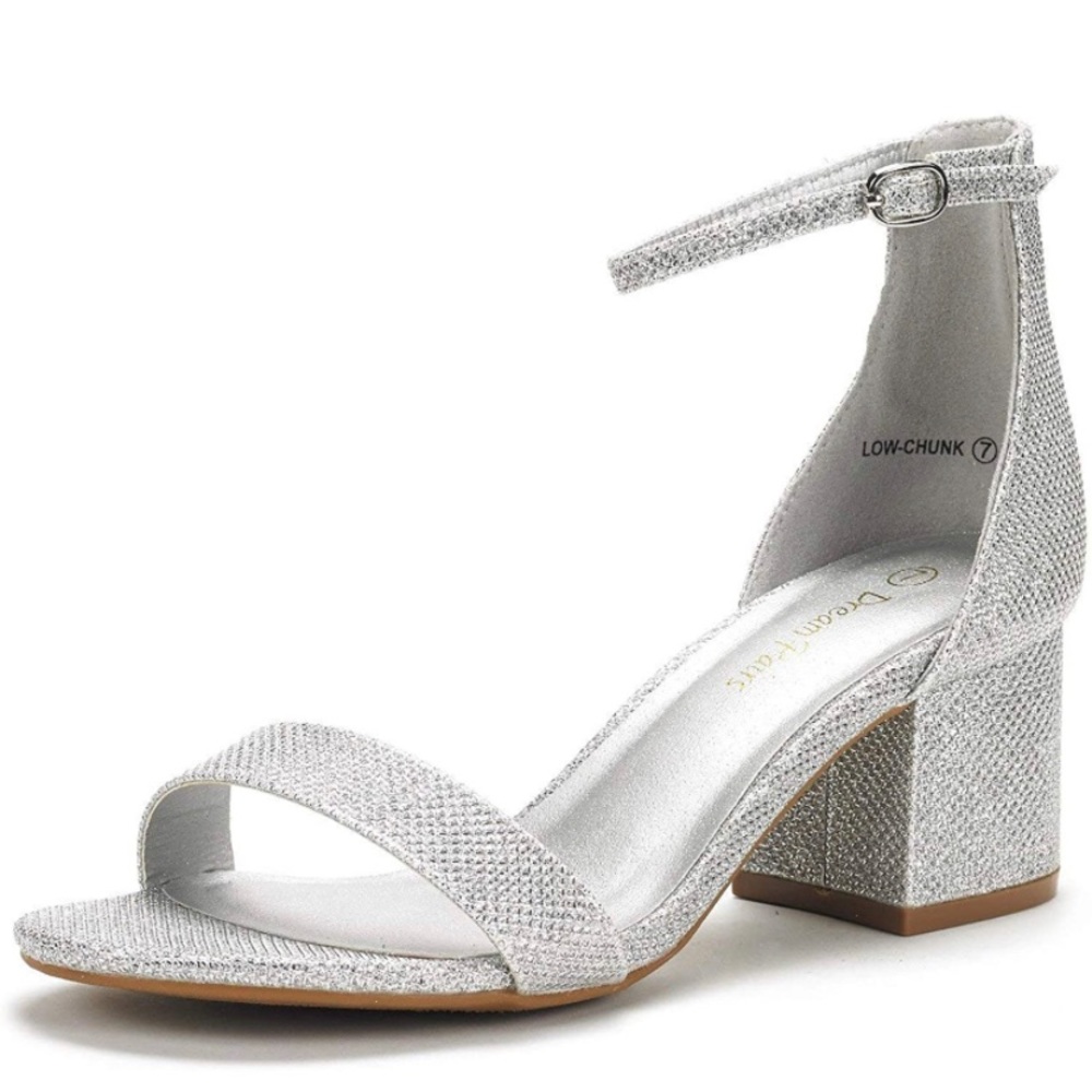 Low Chunky Silver Heel - NWT, never worn